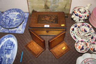 An inlaid Victorian box and a pair of burr walnut