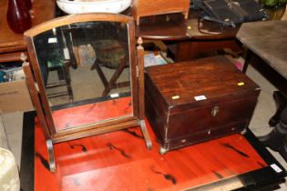 A mahogany swing framed mirror; and a mahogany tri