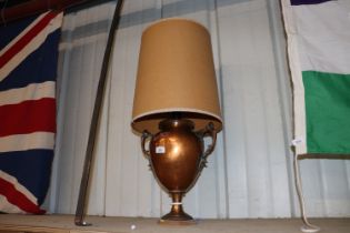 A copper table lamp made from a samovar complete w