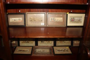 A quantity of Stevengraph silk pictures depicting hunting scene and coaching scenes etc.