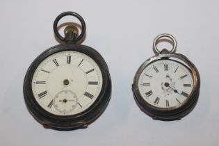 A silver cased pocket watch AF; and a white metal