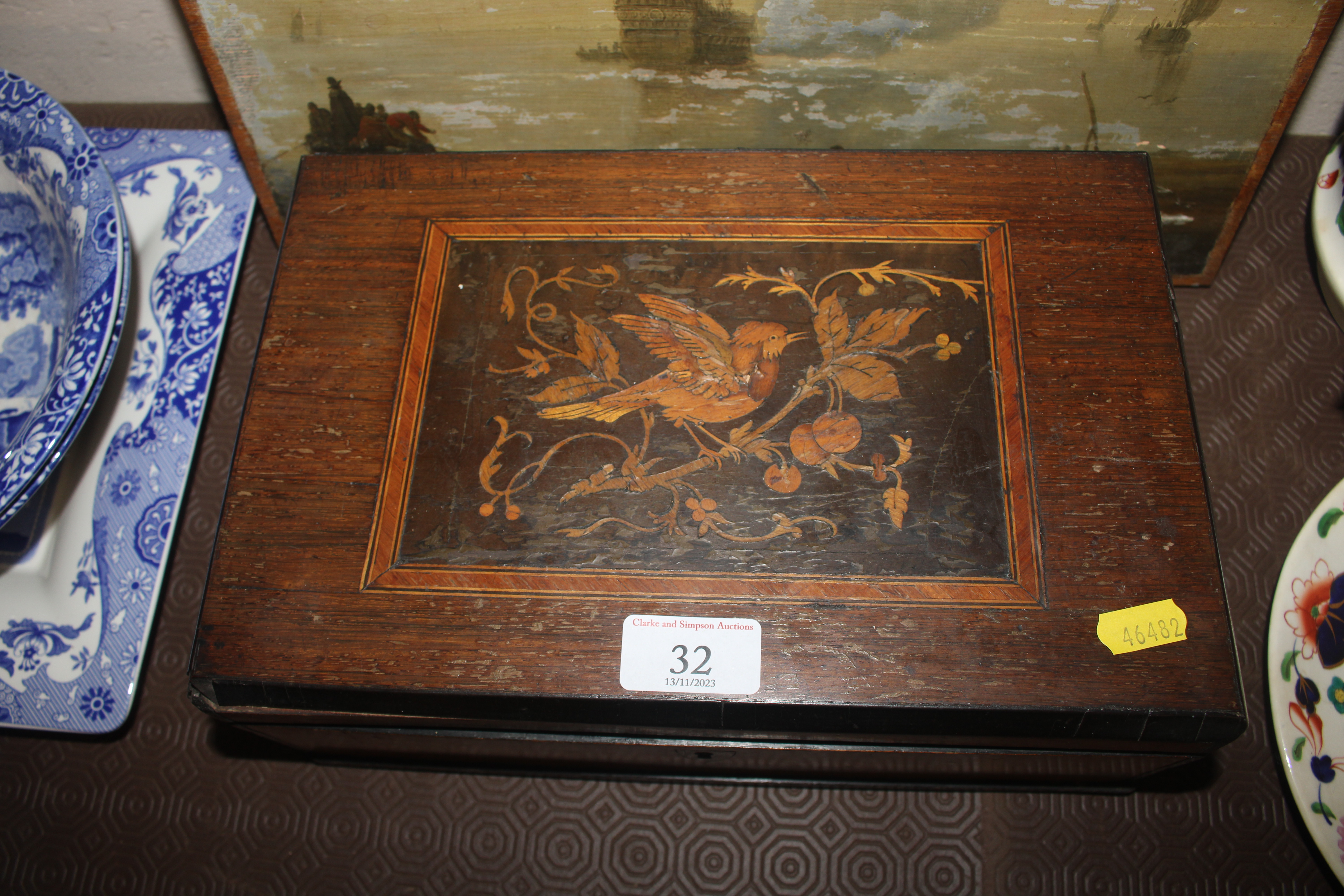 An inlaid Victorian box and a pair of burr walnut - Image 2 of 9