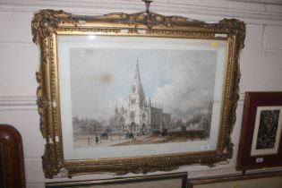 A gilt framed coloured print "The South West View