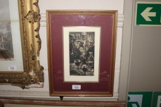 S. Wood, pencil signed hand coloured etching "Oper