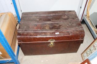 A japanned metal trunk