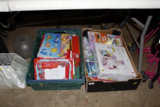 Two boxes of various children's toys