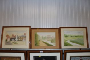 Three watercolours Suffolk scenes by L. G. Lamb