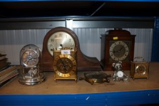 A 1930's oak cased chiming mantel clock; a small w