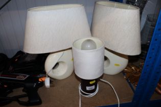 Three modern table lamps and shades