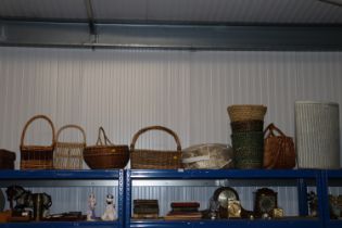 A collection of miscellaneous wicker work baskets;