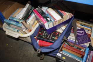 Three boxes and a bag of books