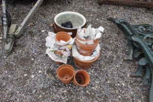 A collection of garden flower pots