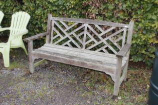 A wooden garden bench