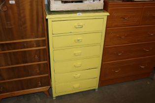 An industrial style painted chest fitted six long