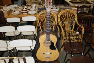 An acoustic guitar with case