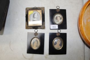 A Victorian portrait miniature and three similar p