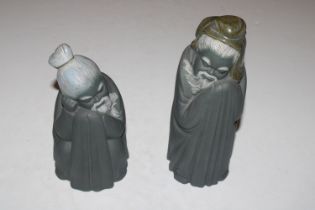 Two Lladro matt finish figures of Chinese elders