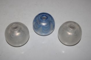 Three Saunders & Wallace glass posy vases