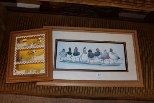 A framed duck print entitled "All American Boys" a