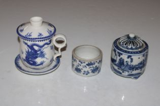 A Chinese blue and white pot and cover decorated f