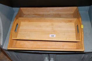 Two pine tea trays