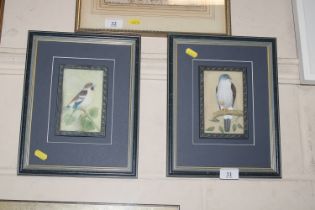 Two framed Eastern painted tile pictures depicting