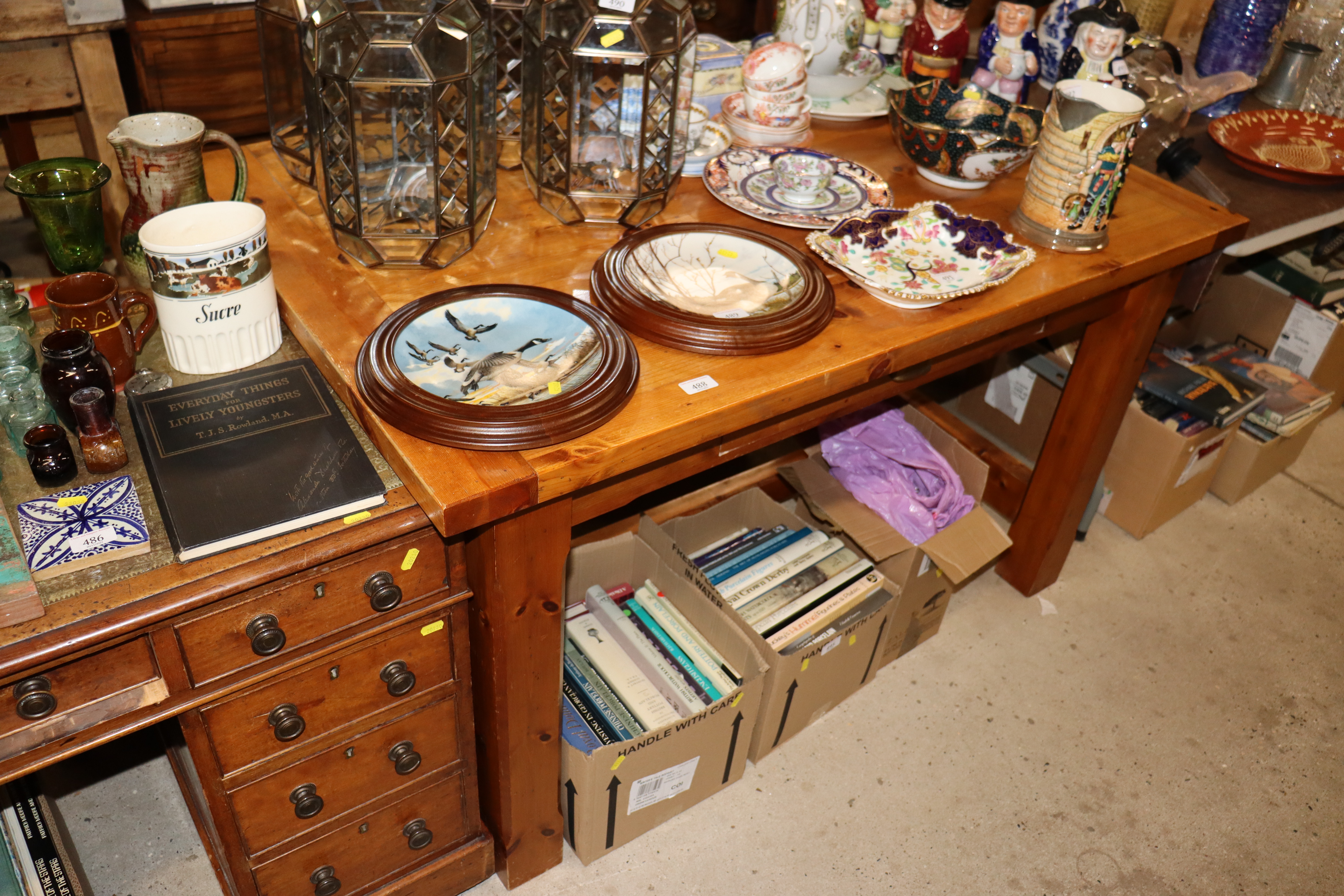 A pine kitchen table