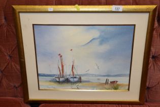 Elaine Bagley, watercolour study depicting boats