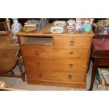 A Victorian pine chest (one drawer missing)