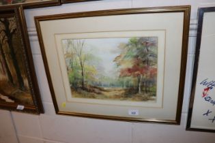 Dorothy Garrett, watercolour of a woodland scene