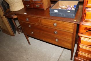 An Edwardian inlaid mahogany chest of two short an