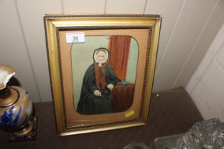 A framed and glazed portrait study of a seated Victori