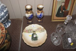 A pair of Doulton blue and white baluster vases AF