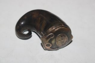 A silver mounted and horn snuff mull