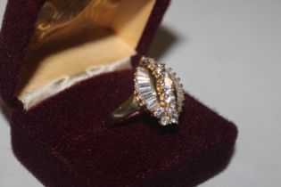 A 925 silver ring set with baguette white stones