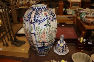 A large Faience ware jar and cover