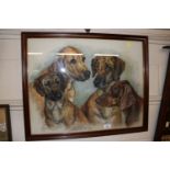 Marjorie Cox, "Sharna, Sheba, Tarka and Lisa 1978", framed and glazed canine portrait
