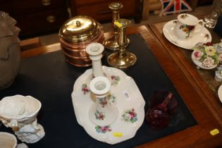 A part dressing table set with floral decoration;