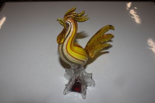 A Murano style glass model of a cockerel AF