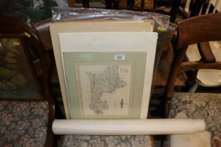 A quantity of various unframed prints and maps