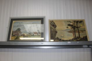 A watercolour study of a farmhouse; and a framed