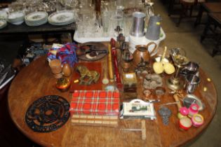 A collection of various metalware; Masonic regalia