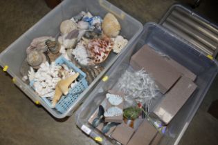 A large quantity of various sea shells and a box o