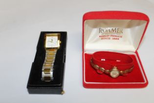 A Roma 9ct gold cased wrist watch with 9ct gold str