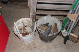 Two buckets and contents of various hand tools