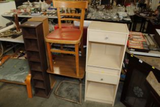 A pair of laminate bedside cupboards, a retro kitc