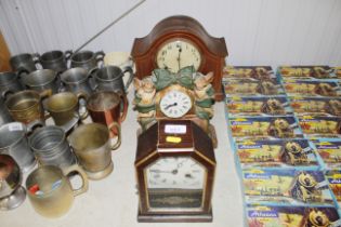 An Edwardian two hole mantel clock AF and two othe