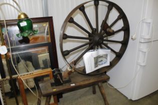 A great wheel type spinning wheel and accessories