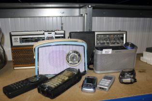 A Roberts radio; a Dansette radio; two others and