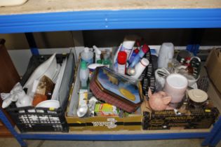 Three boxes of various household sundries